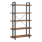 Bookshelf 5-Tier Industrial Stable Bookcase Rustic Brown and Black LLS55BX
