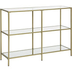 Console Table 3 Tier Tempered Glass Sofa Table For Modern Storage Shelf Golden Lgt27G