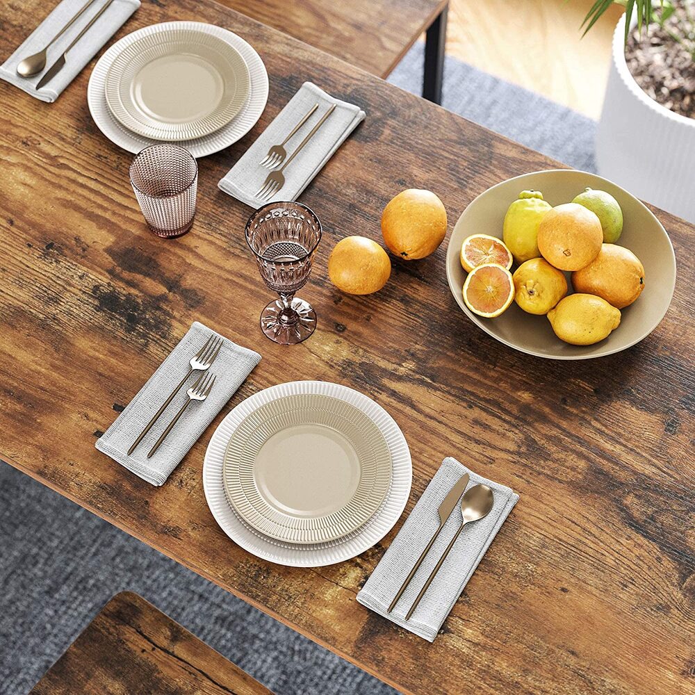 Bar Table Industrial Kitchen Table Dining Table With Solid Metal Frame Wood Look