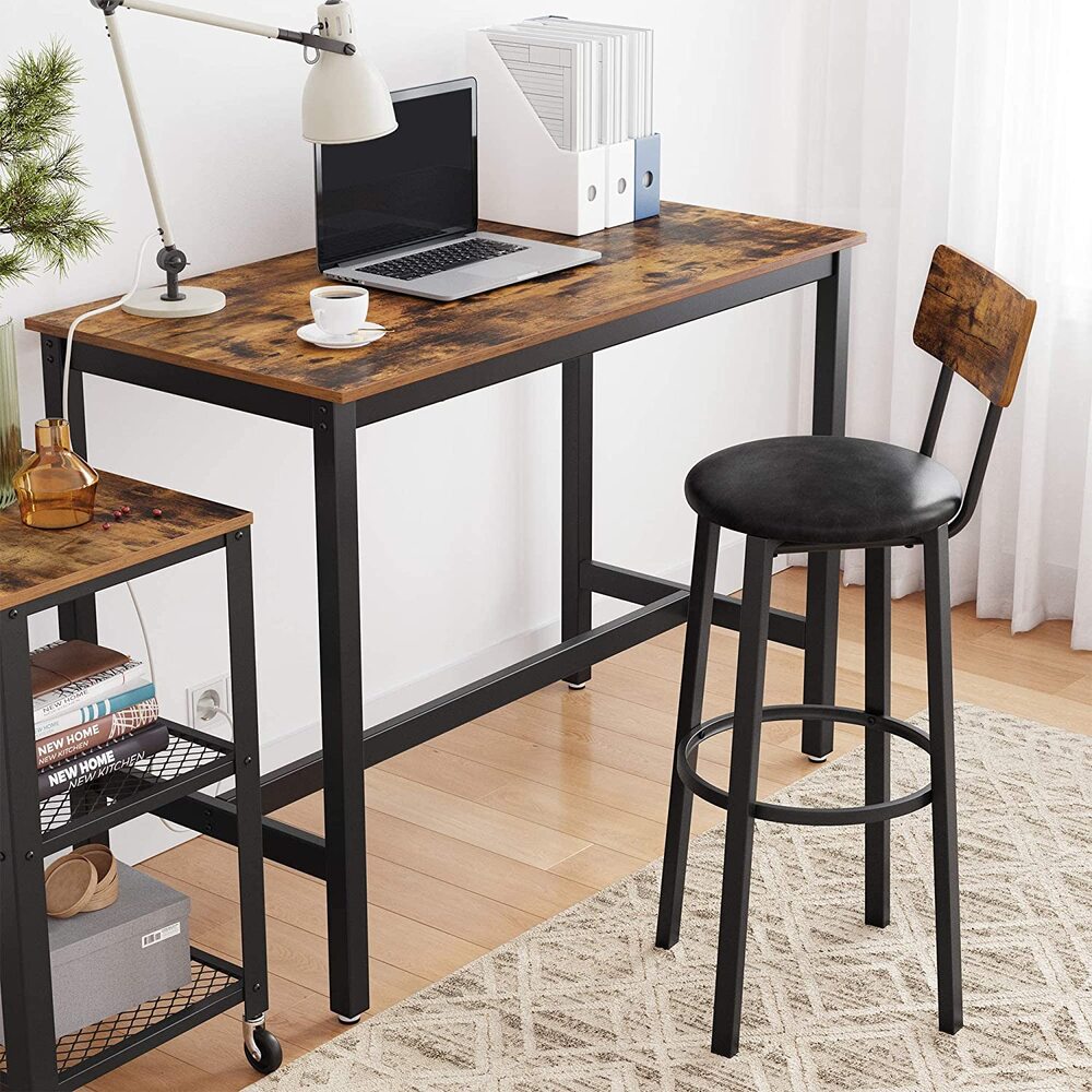 Bar Table Industrial Kitchen Table Dining Table With Solid Metal Frame Wood Look