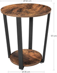 Side Table Industrial Coffee Table Round Sofa Table With Iron Frame Rustic Brown
