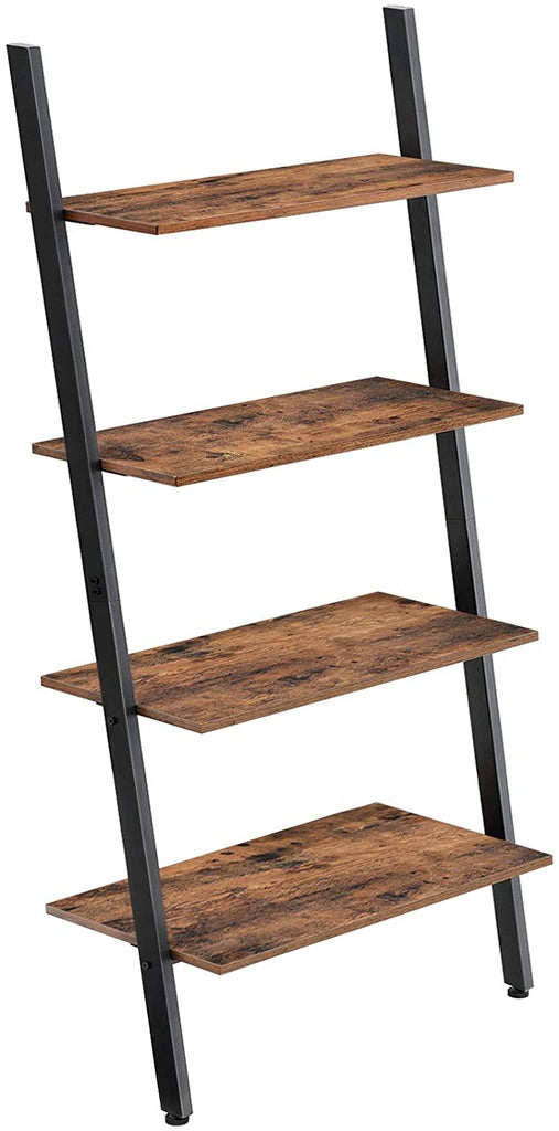  Ladder Shelf 4-Tier Rustic Brown and Black LLS43BX