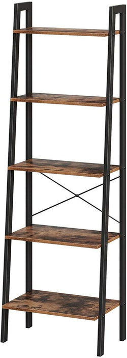 Ladder Shelf 5-Tier Rustic Brown