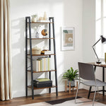 Ladder Shelf 5-Tier Rustic Brown