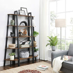 Ladder Shelf 5-Tier Rustic Brown