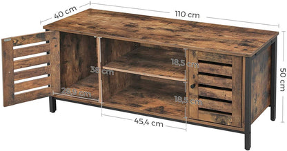 TV Stand Console Unit with Shelves Storage Rustic Brown and Black LTV43BX