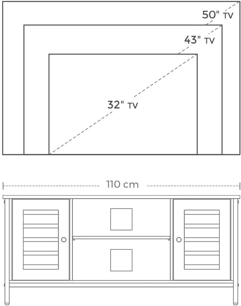 TV Stand Console Unit with Shelves Storage Rustic Brown and Black LTV43BX