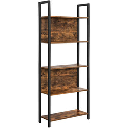 Bookshelf With 5 Shelves Rustic Brown And Black