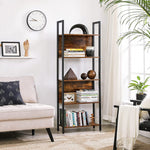 Bookshelf with 5 Shelves Rustic Brown and Black