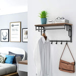 Coat Rack Wall-Mounted Rustic Brown and Black LCR12BX