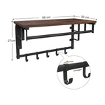 Coat Rack Wall-Mounted Rustic Brown and Black LCR12BX