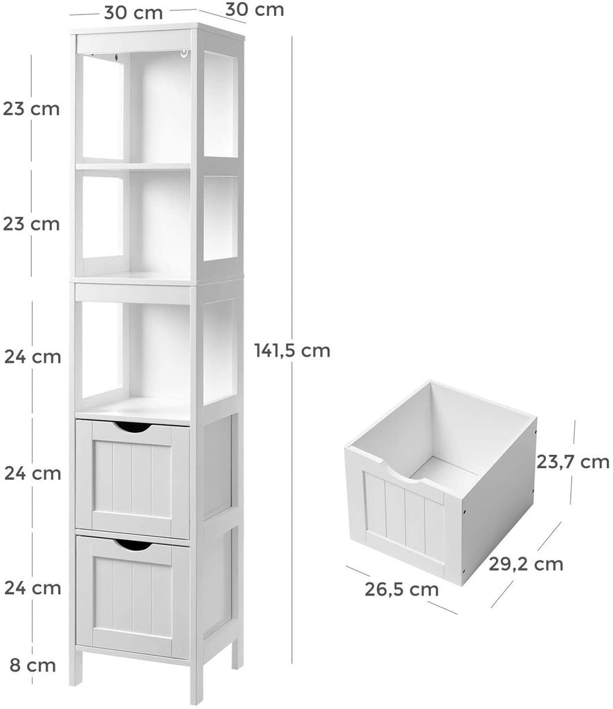 Floor Cabinet with Shelves and Drawers White BBC66WT