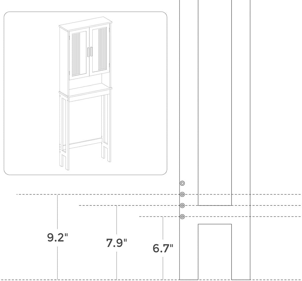 Toilet Shelf with Shelf and Double Doors White BBC10WT