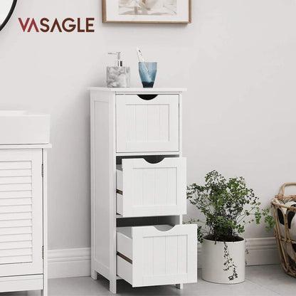 Floor Cabinet With 3 Drawers White