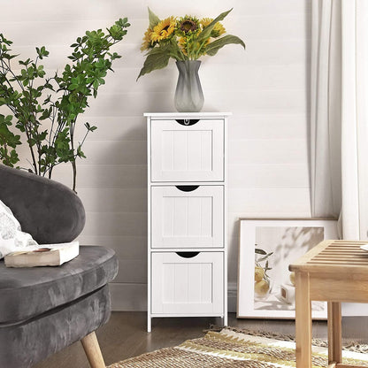 Floor Cabinet With 3 Drawers White