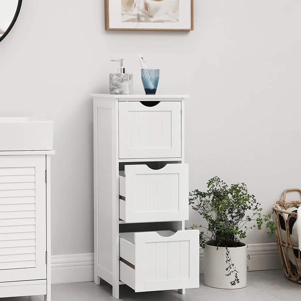 Floor Cabinet With 3 Drawers White