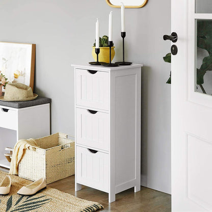 Floor Cabinet With 3 Drawers White