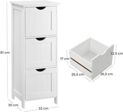 Floor Cabinet With 3 Drawers White