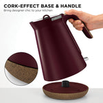 1.5L Aspect Kettle - Maroon with Cork-Effect Trim