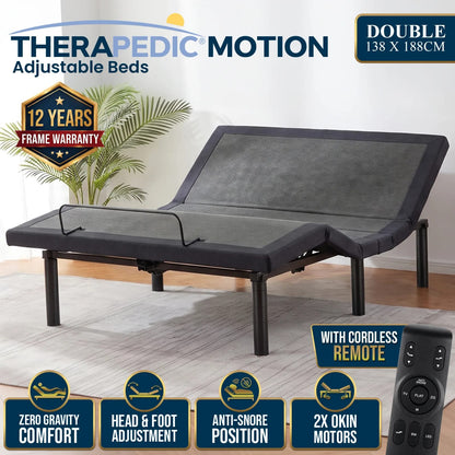 Adjustable Double Bed Base With Wireless Remote 138x188cm