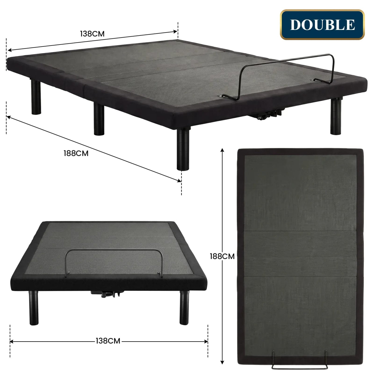 Adjustable Double Bed Base With Wireless Remote 138x188cm