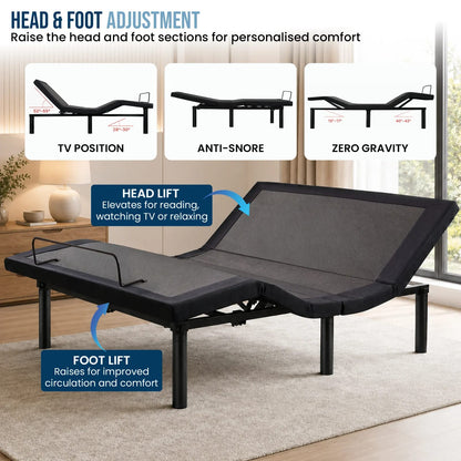Adjustable Double Bed Base With Wireless Remote 138x188cm