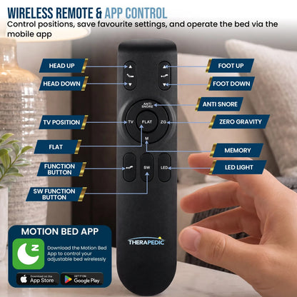 Adjustable Double Bed Base With Wireless Remote 138x188cm