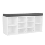 Shoe Rack Cabinet Organiser Grey Cushion Sttol Bench Ottoman - 104 X
