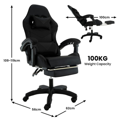 Reclining Office Chair Black 62x56x109cm