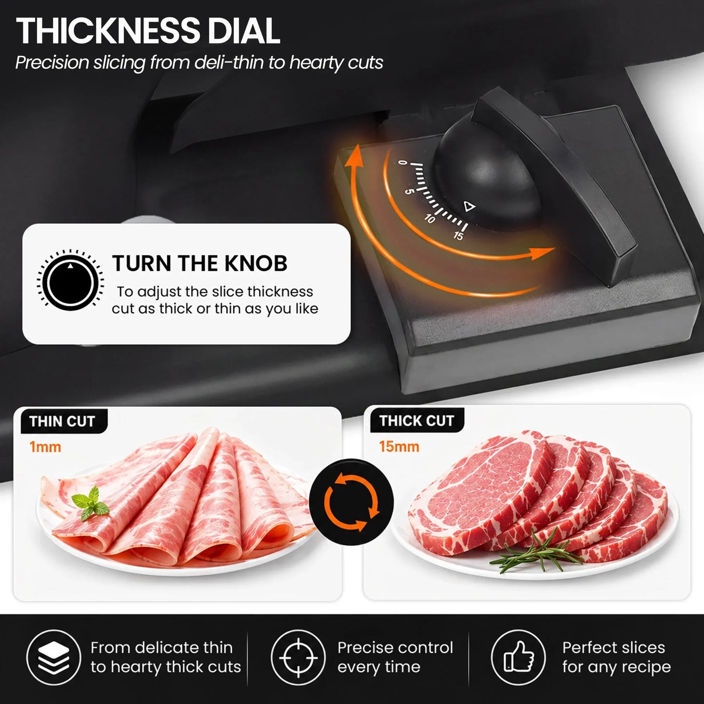 Pronti Electric Meat Slicer- Food Cheese Processor Vegetable Kitchen Deli