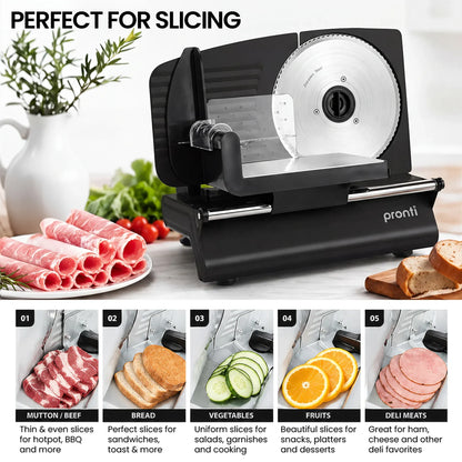 Pronti Electric Meat Slicer- Food Cheese Processor Vegetable Kitchen Deli
