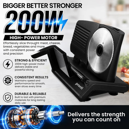 Pronti Electric Meat Slicer- Food Cheese Processor Vegetable Kitchen Deli