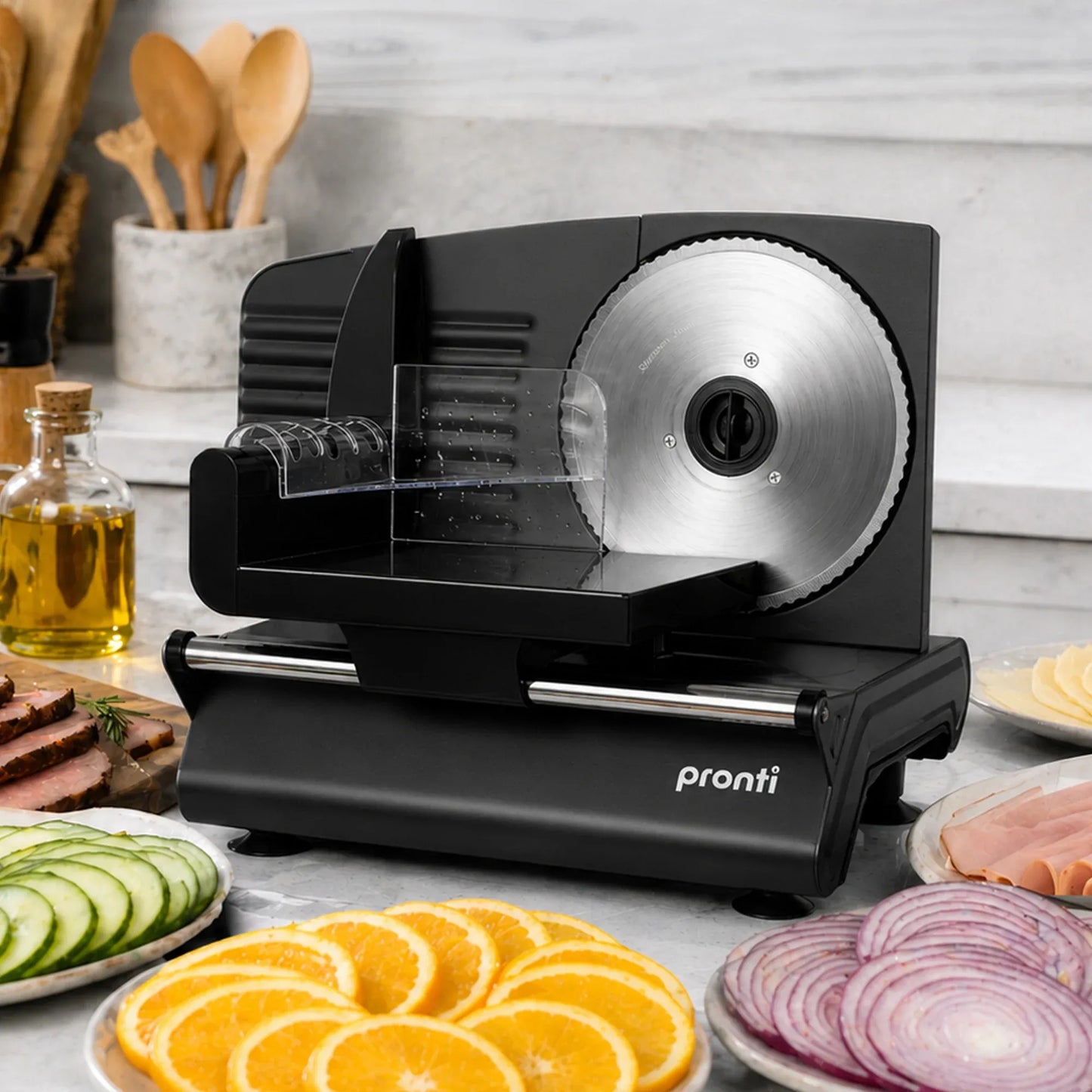 Pronti Electric Meat Slicer- Food Cheese Processor Vegetable Kitchen Deli