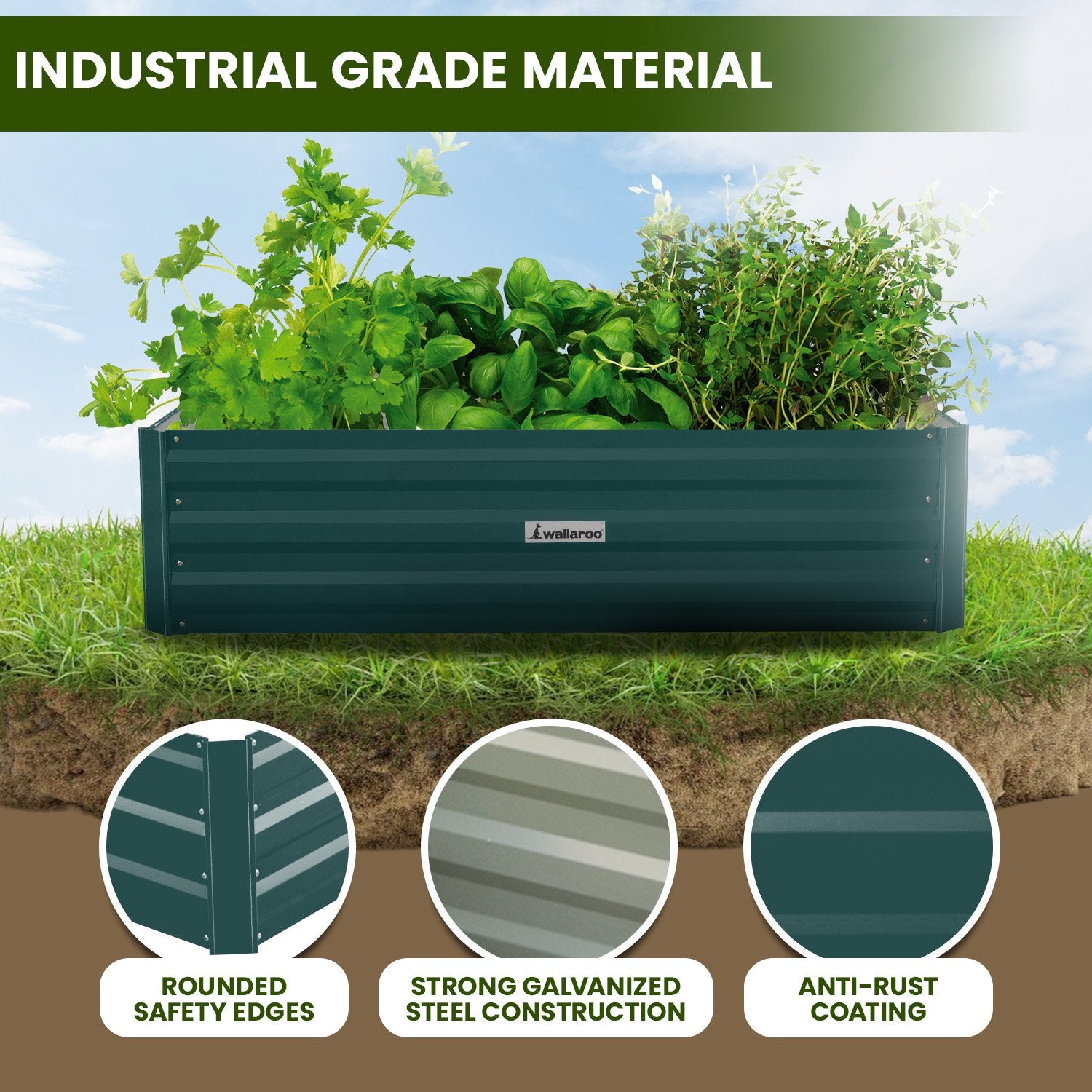 Garden Bed 120 X 60 X 30Cm Galvanized Steel - Green