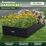 150 X 90 X 30Cm Galvanized Steel Garden Bed - Black