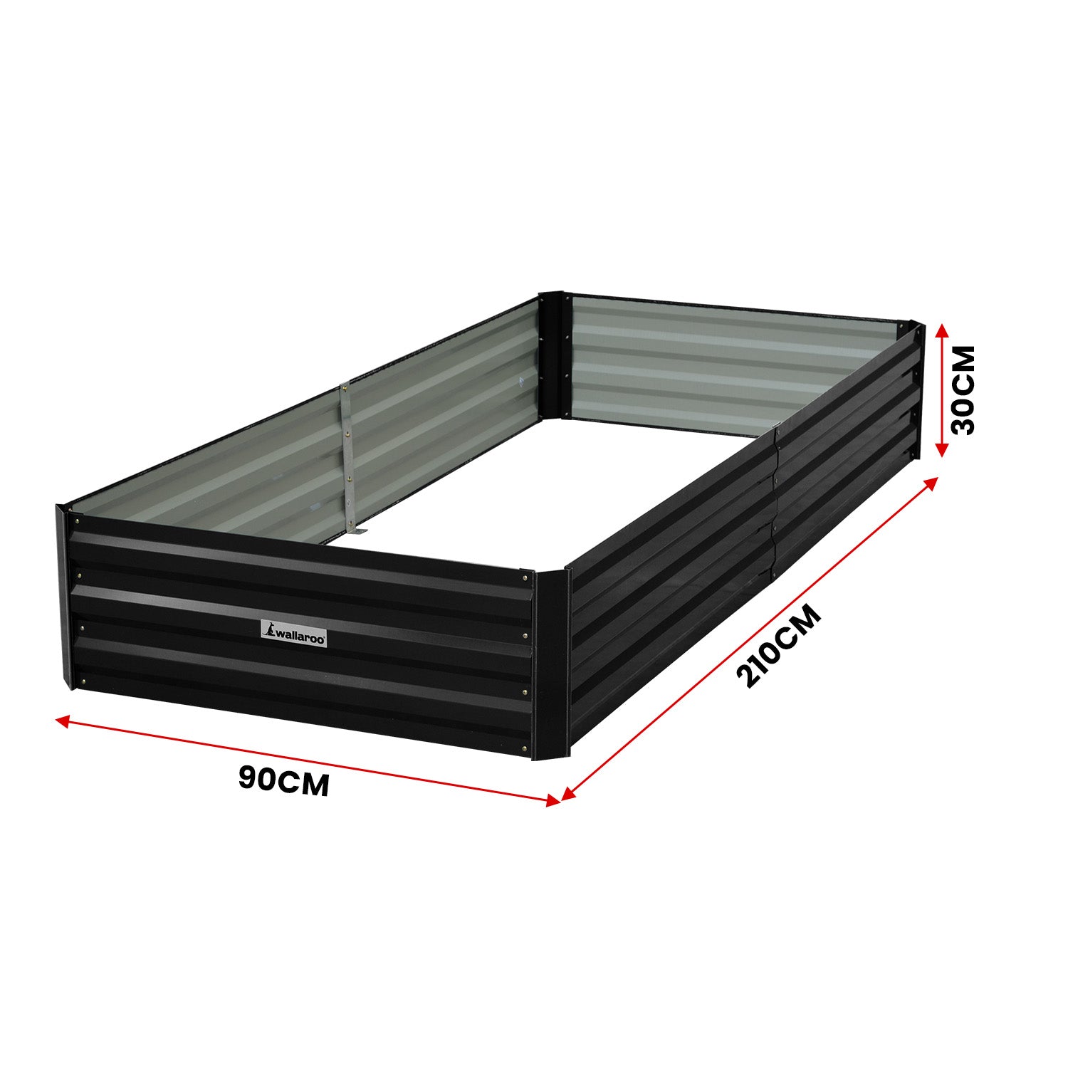 Garden Bed 210 X 90 X 30Cm Galvanized Steel - Black King Size