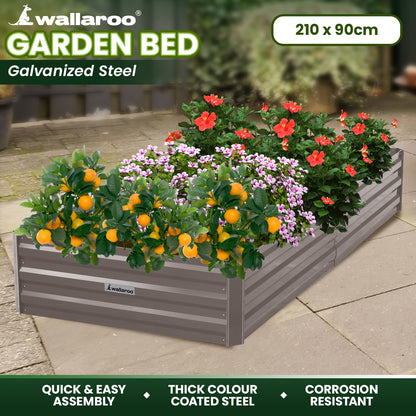 Garden Bed 210 X 90 X 30Cm Galvanized Steel - Grey