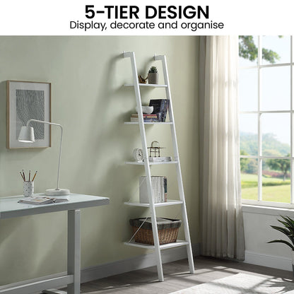 White 5 Tier Shelf Unit 45x45x190cm