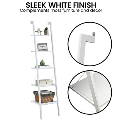 White 5 Tier Shelf Unit 45x45x190cm
