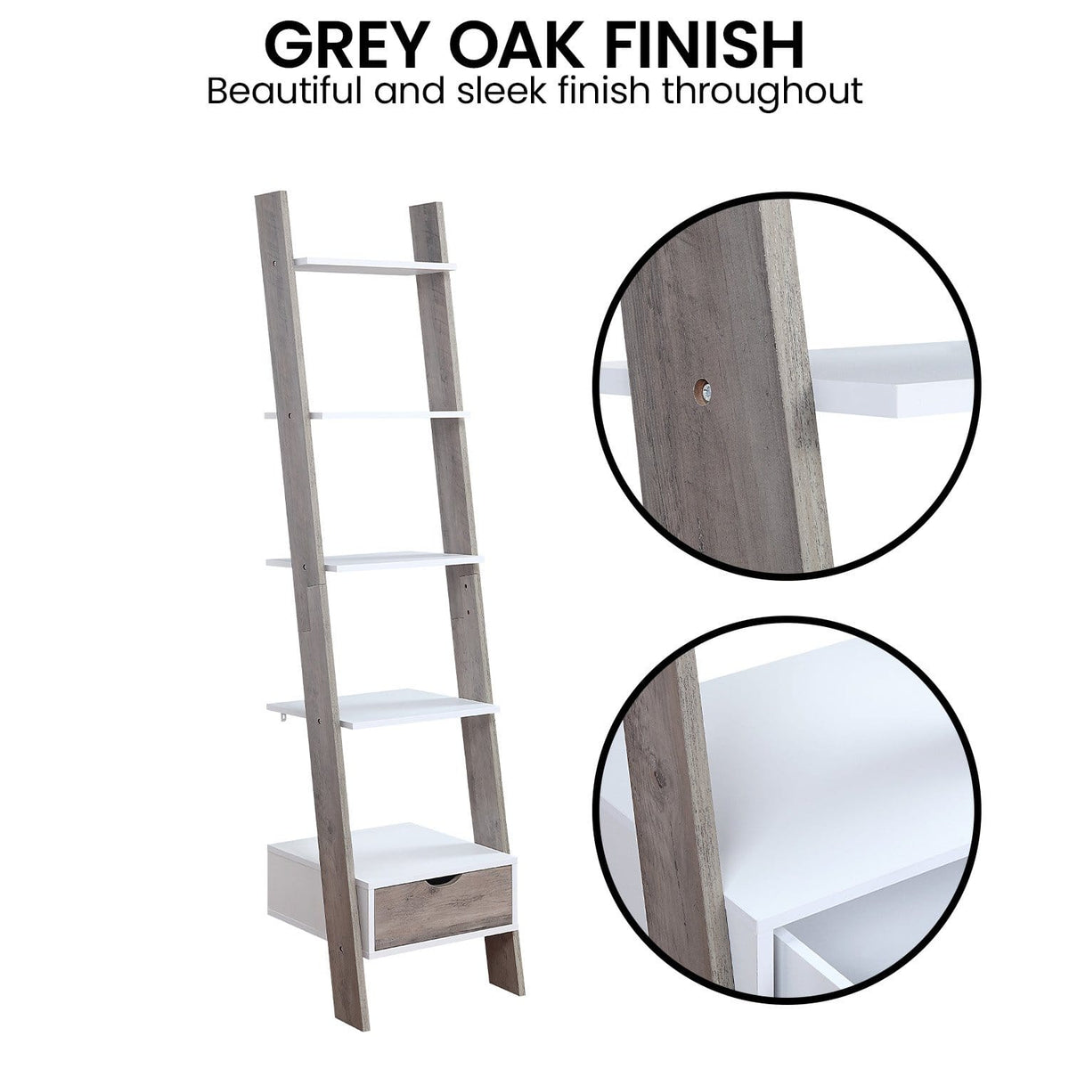 Ladder Shelf White 5 Tier 40x60x180cm