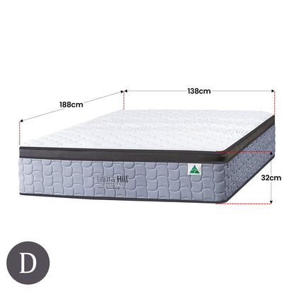 Laura Hill Essential Australian Made Double Premium mattress 138x188x32cm, in room setting