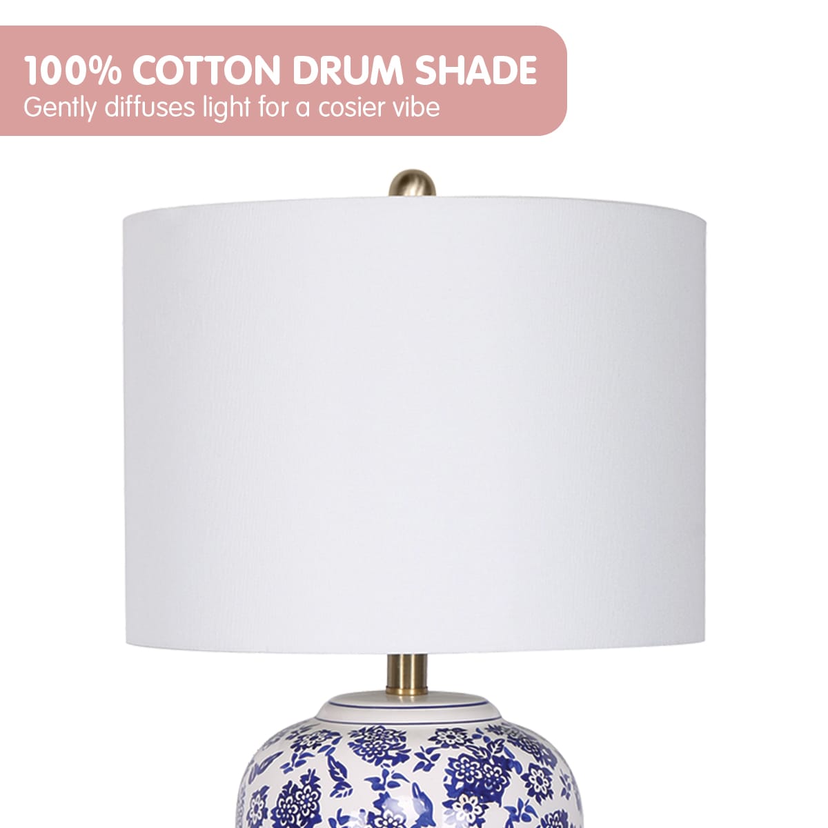 Ceramic Table Lamp White Shade 35.5x35.5x66cm