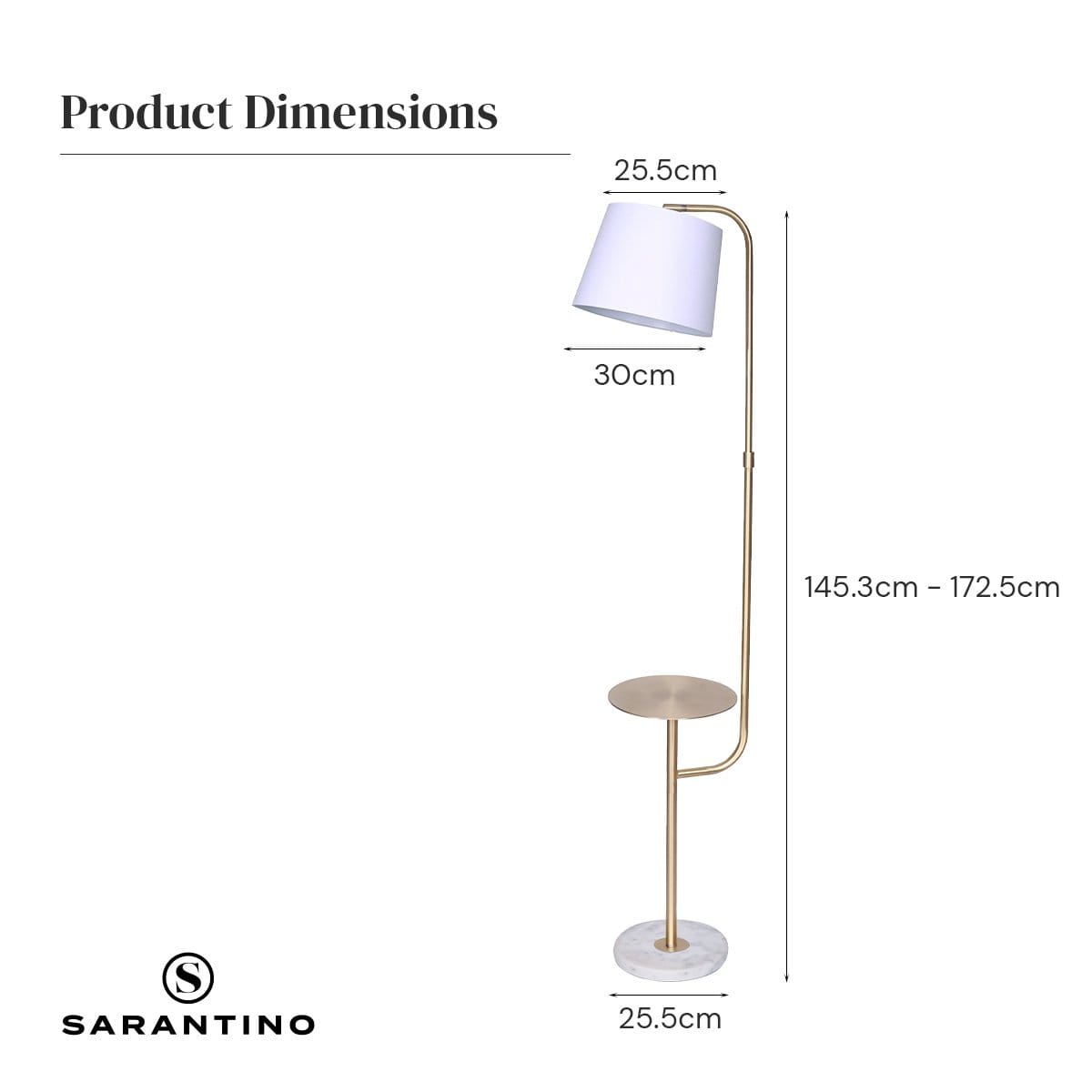 Marble End Table Lamp 25.5x30x23cm