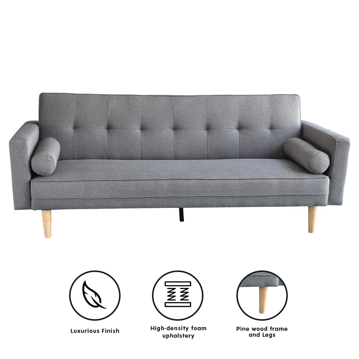 Grey Sofa Bed Lounge 214x88x83cm