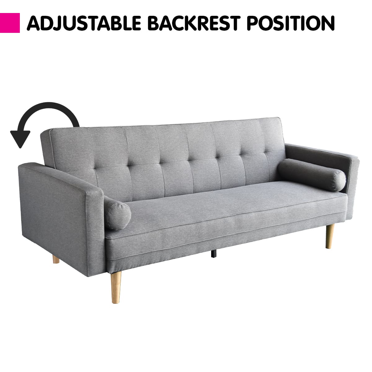 Grey Sofa Bed Lounge 214x88x83cm