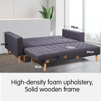 Corner Sofa Bed Dark Grey Fabric 187x95x79cm