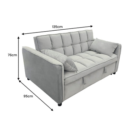 Grey sofa bed 135x95x76cm, detail