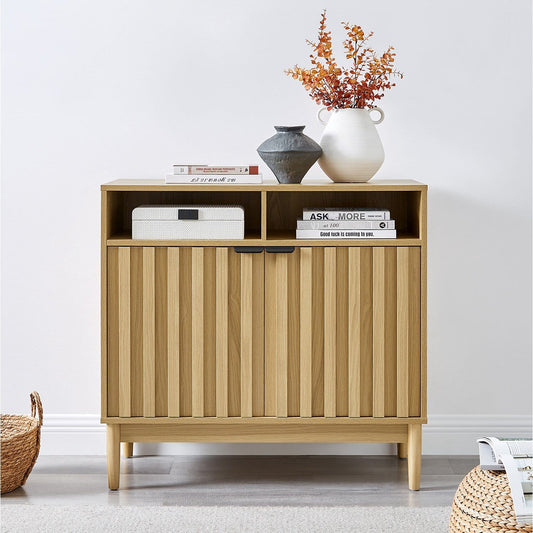 Natural Wood Sideboard Cabinet 88x40x82.5cm