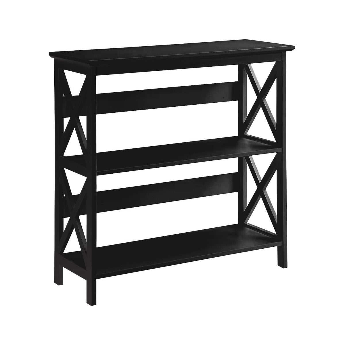 3 Tier Bookshelf Black 80x30x82.5cm