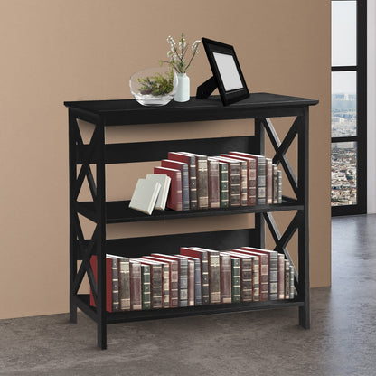 3 Tier Bookshelf Black 80x30x82.5cm